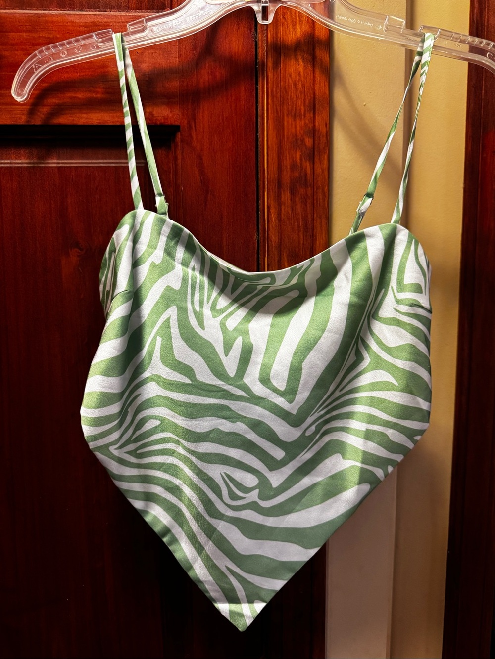 Princess Polly Green & White Zebra Print Bandeau Tank Top